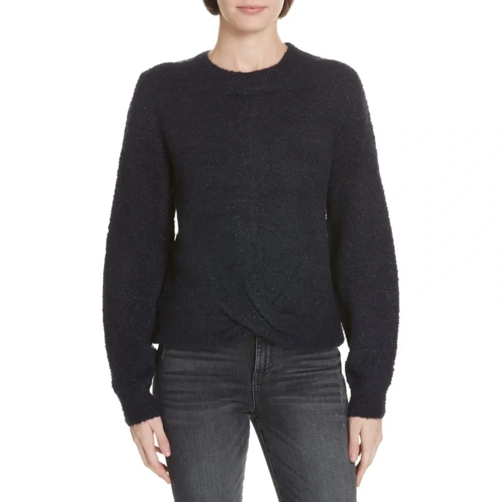 Joie Stavan Metallic Twist Knot Crewneck Sweater​​​​​​​